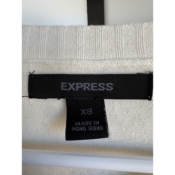Express Womens Cardigan Sweater XS Extra Small Button Front Long Sleeve Cream - Picture 4 of 6